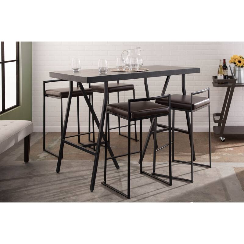 Porch & Den Forrest Black Stackable Fully Welded Counter Stool (Set of 3)