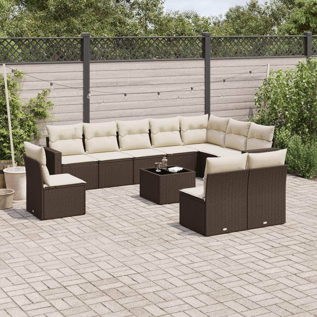 vidaXL Garden Sofa Set Brown PE Rattan Large Modular Garden Sofa Set - 21.7 x 21.7 x 14.6