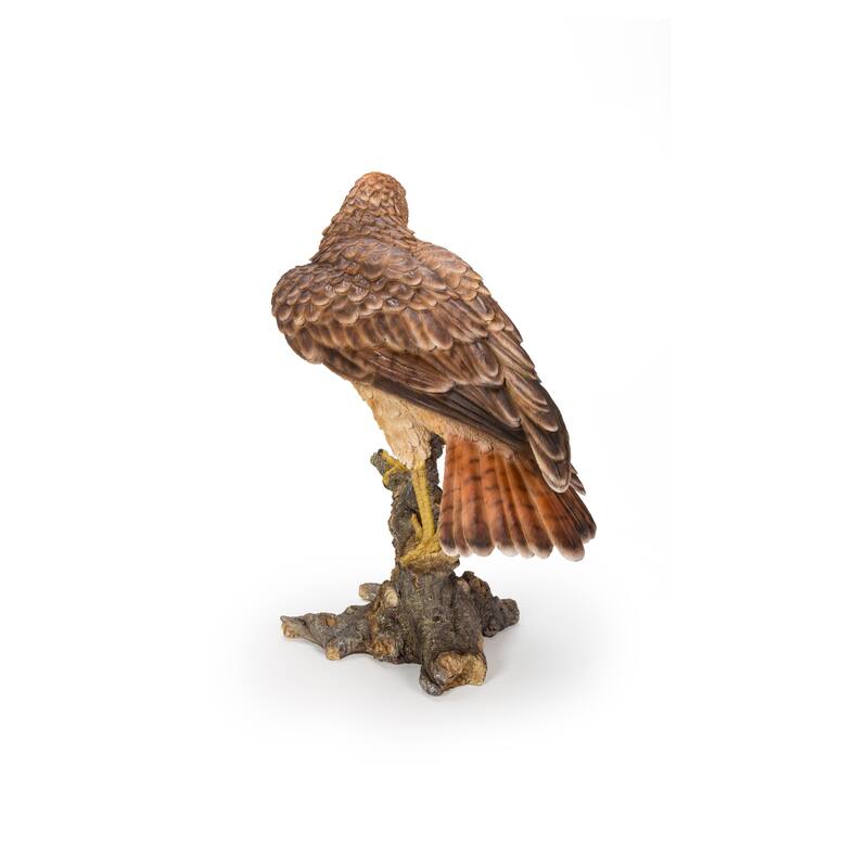 17.5" Brown Wild Hawk on Branch Outdoor Garden Statue