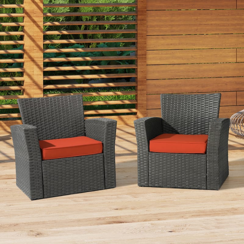 Fading Free All Weather Outdoor Patio Seat Cushions - (Set of 2) - Orange