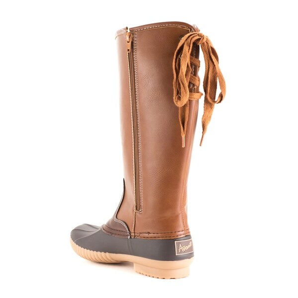 Faux Leather Wide Calf Lined Rain Boots 