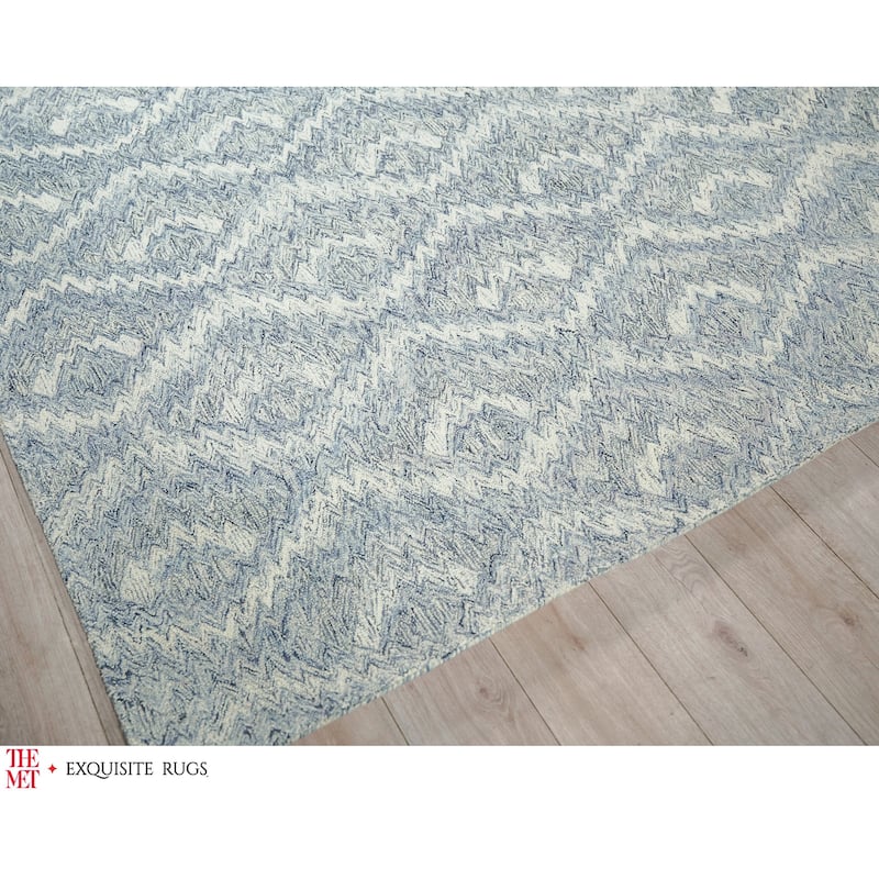 The Met X Exquisite Rugs Bargello Light Blue Area Rug