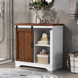 Freestanding Bathroom Storage Cabinet with Sliding Barn Door - Bed Bath ...