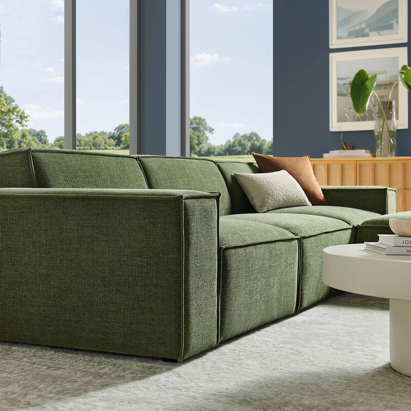Restore 4-Piece Performance Fabric Upholstered Modular Sofa Set with Ottoman