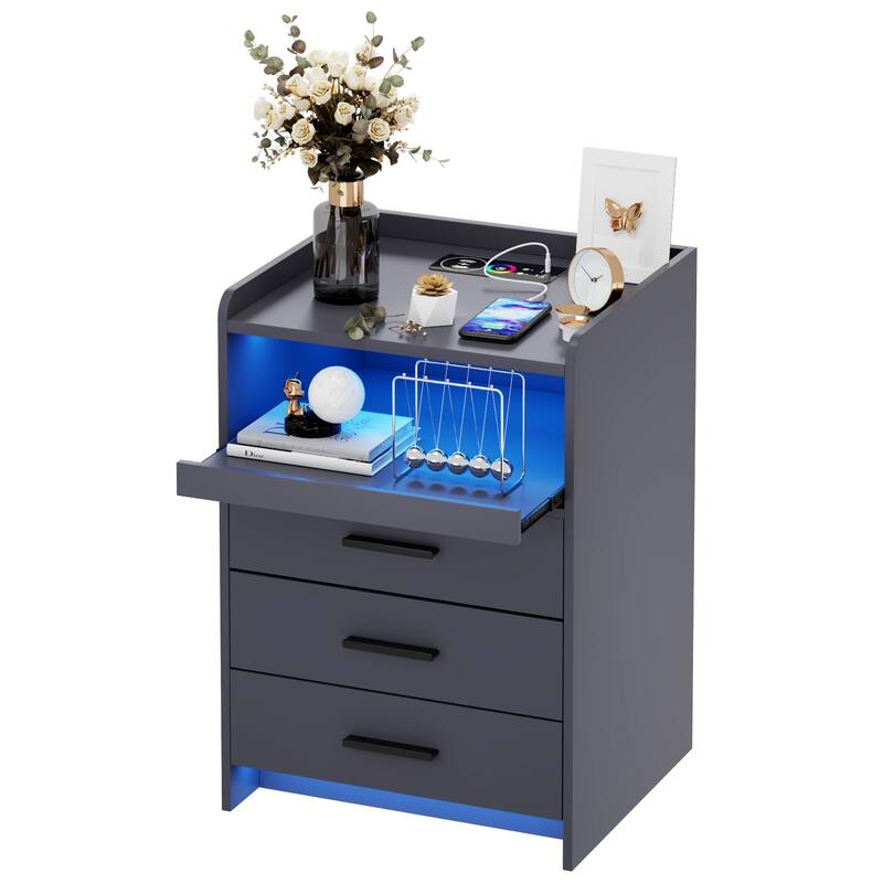 3 Drawer Nightstand With Light