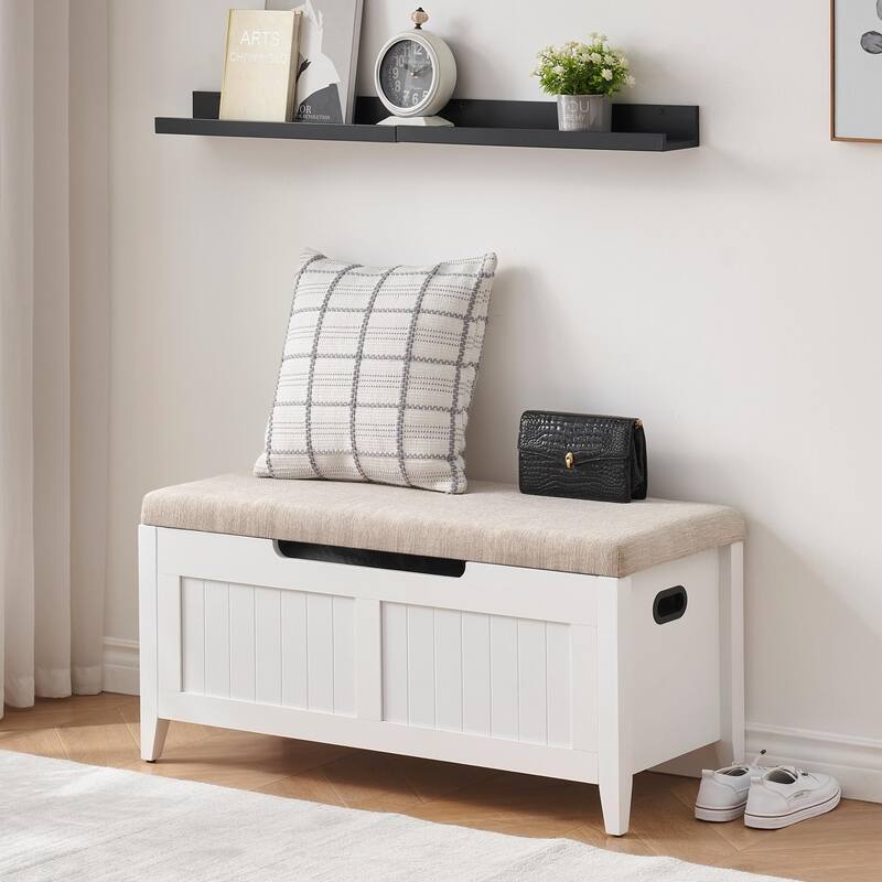 Wooden Storage Bench with Hidden Storage Space for Bedroom