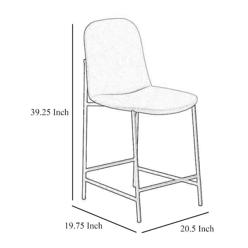 Phoebe Counter Height Chair, Brown Faux Leather, Black Metal, 24 Inch