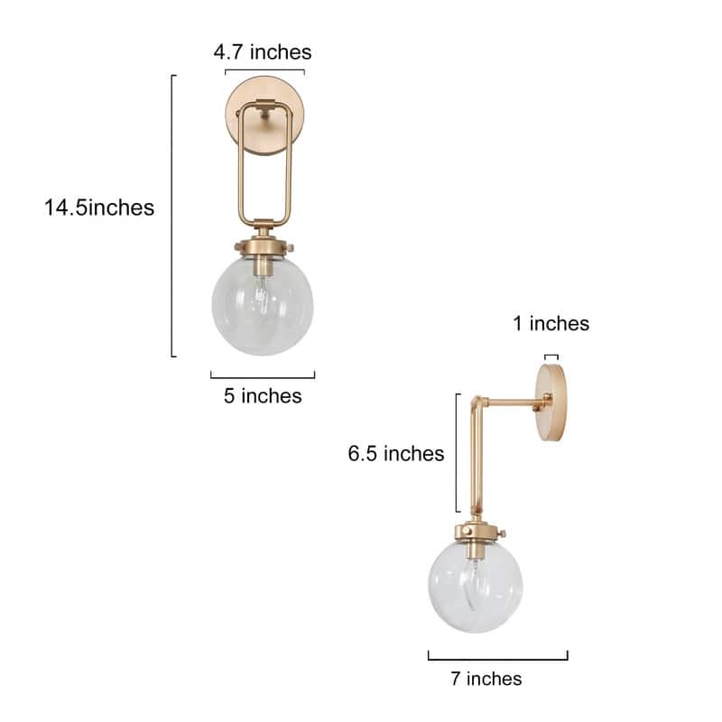 Modern Contemporary 1-light Bathroom Vanity Globe Glass Urban Wall Sconces Dimmable LED - L5" X W7" X H14.5"