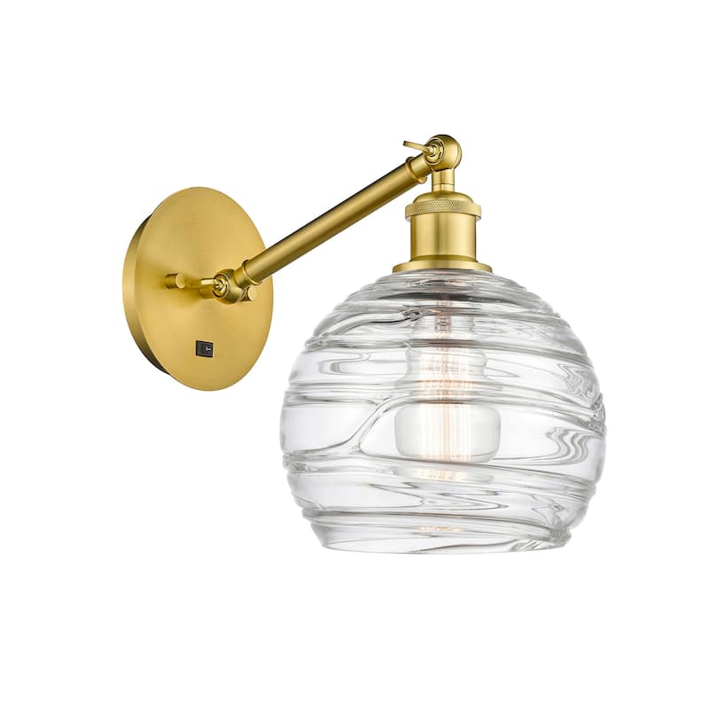 Innovations Lighting 317-1W-14-8 Athens Sconce Athens 14" Tall Wall - Satin Gold / Clear Deco Swirl