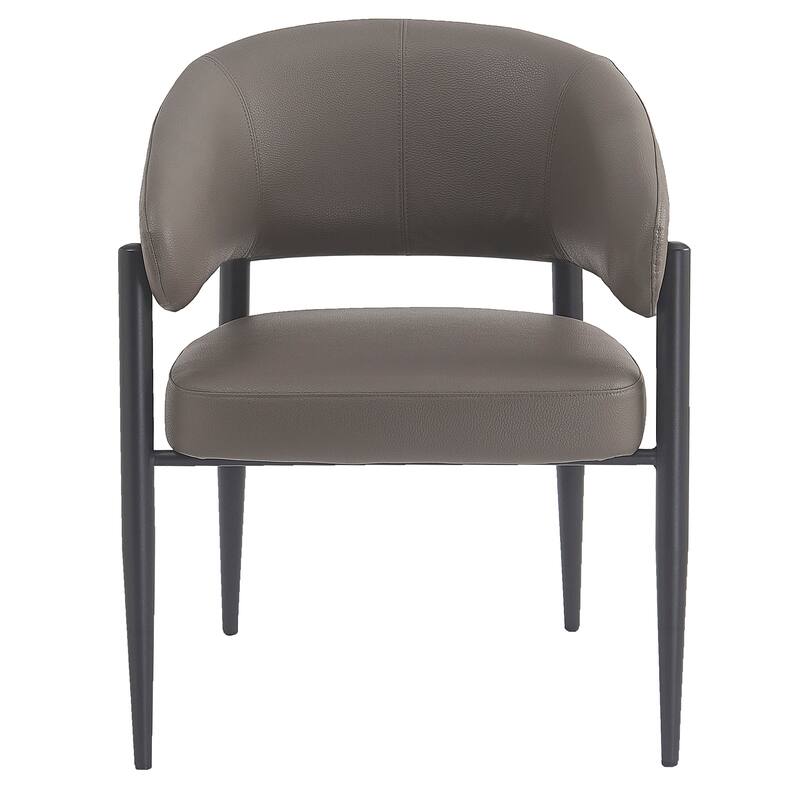 Modern Faux Leather and Metal Dining Chair, Set of 2