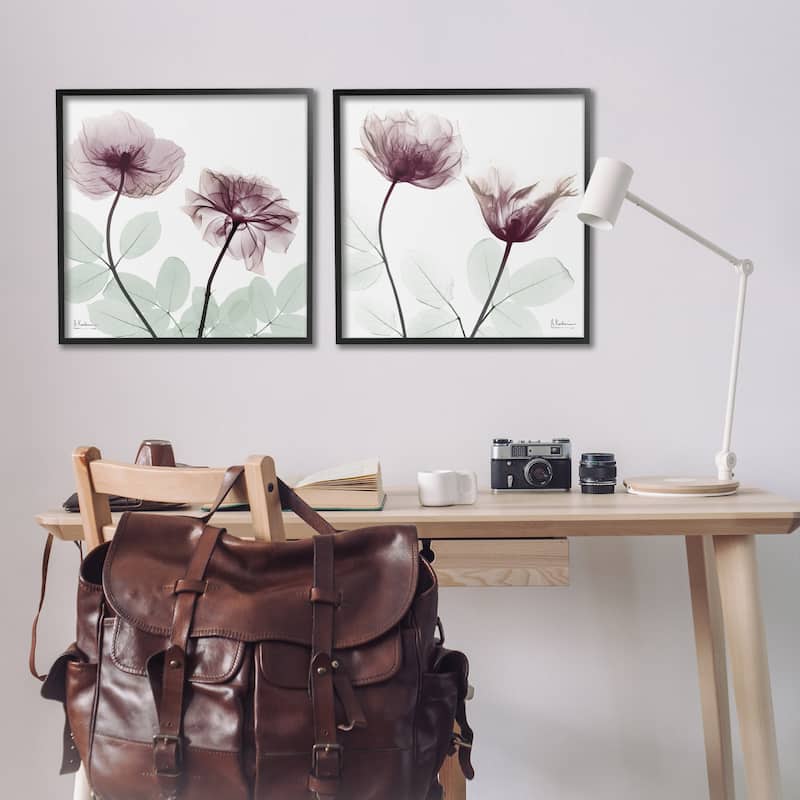 Stupell Delicate Mauve Flowers Framed Giclee Art Design By Albert Koetsier (Set of 2)