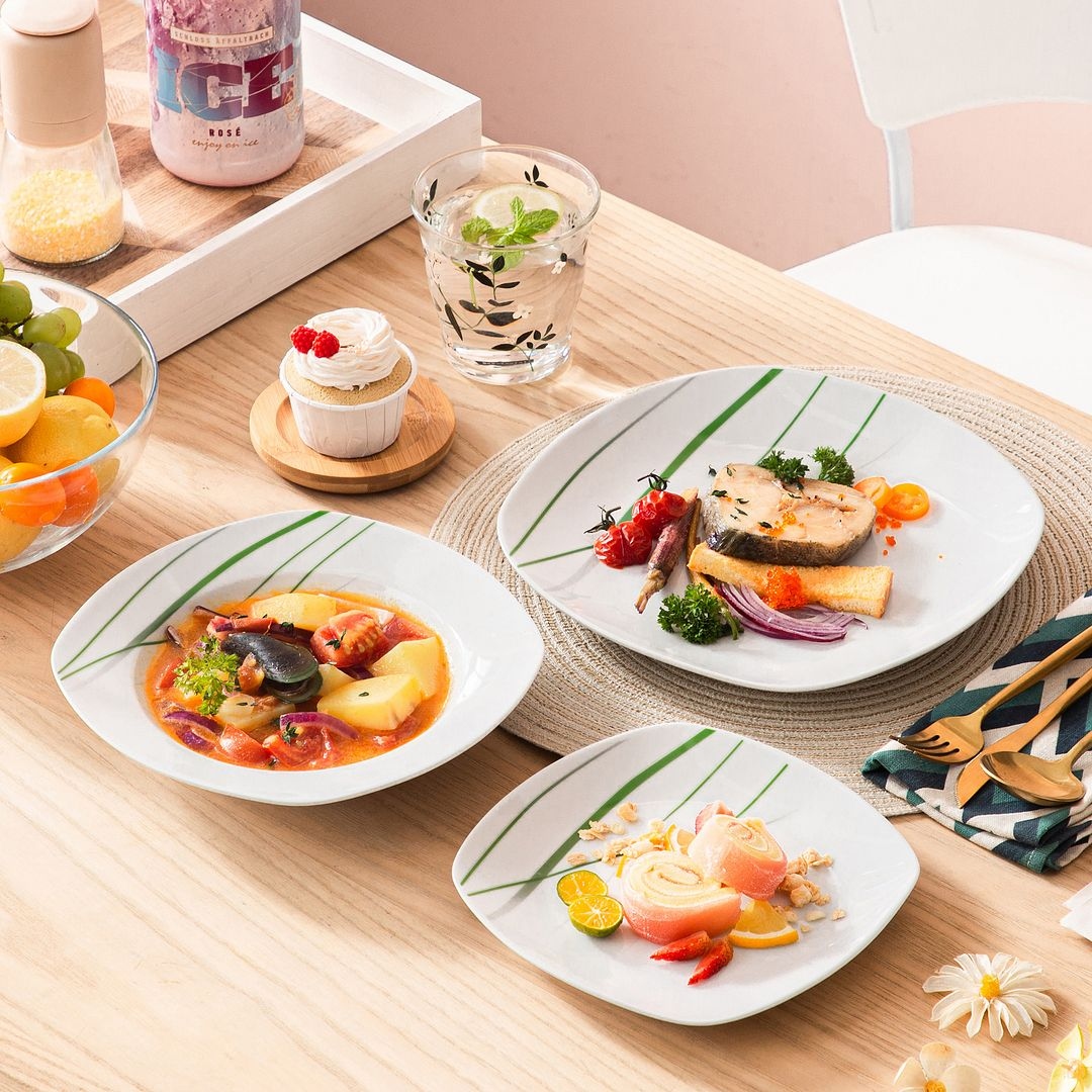 VEWEET Aviva Porcelain Dinnerware Set Service for 6 On Sale
