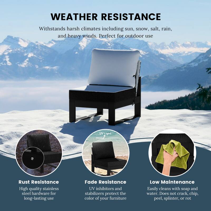 Endless Patio Deep Seating Armless Chair with Black Frame