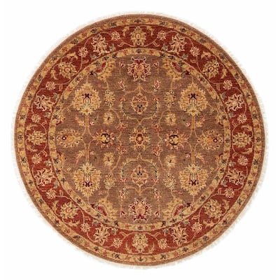 ECARPETGALLERY Hand-knotted Jamshidpour Brown Wool Rug - 4'0 x 4'0