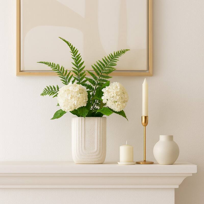 Rectangular Speckled Sand Upside Down Arch Vase - Ivory, 8"