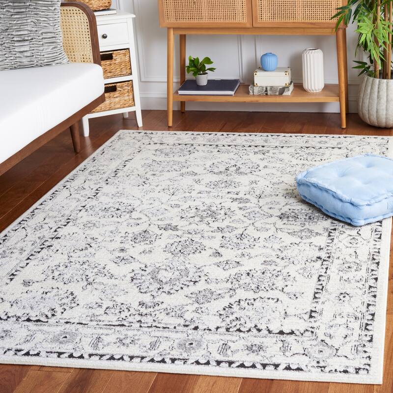 SAFAVIEH Tulum Engelke Boho Rug - 6'7" Square - Ivory Grey/Charcoal