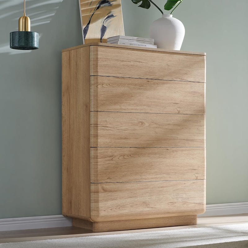 Modern 5 Drawer Dresser for Bedroom, Handle-less Wooden Dressers