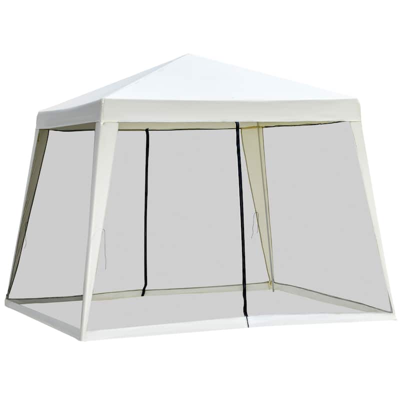 Cream White Canopy Tent with Mesh Sidewalls