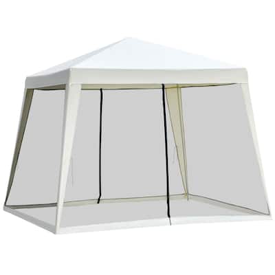 Cream White Canopy Tent with Mesh Sidewalls