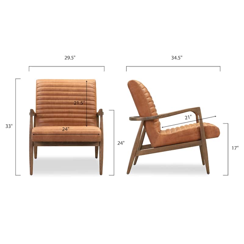 Poly & Bark Rowan Lounge Chair - Full Grain Genuine Italian Leather (Set of 2)