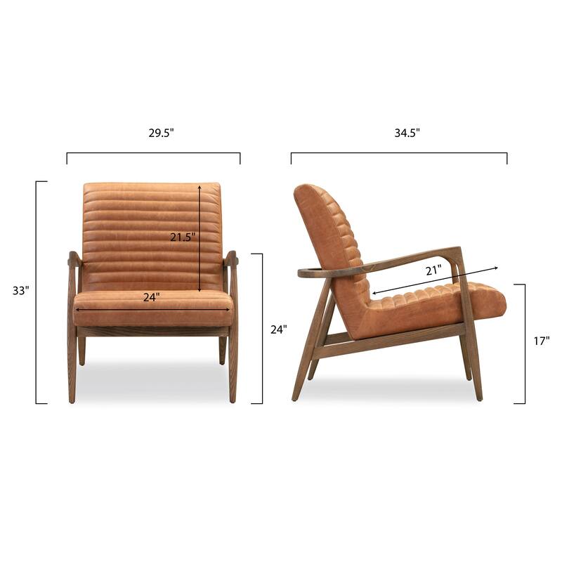 Poly & Bark Rowan Lounge Chair - Full Grain Genuine Italian Leather