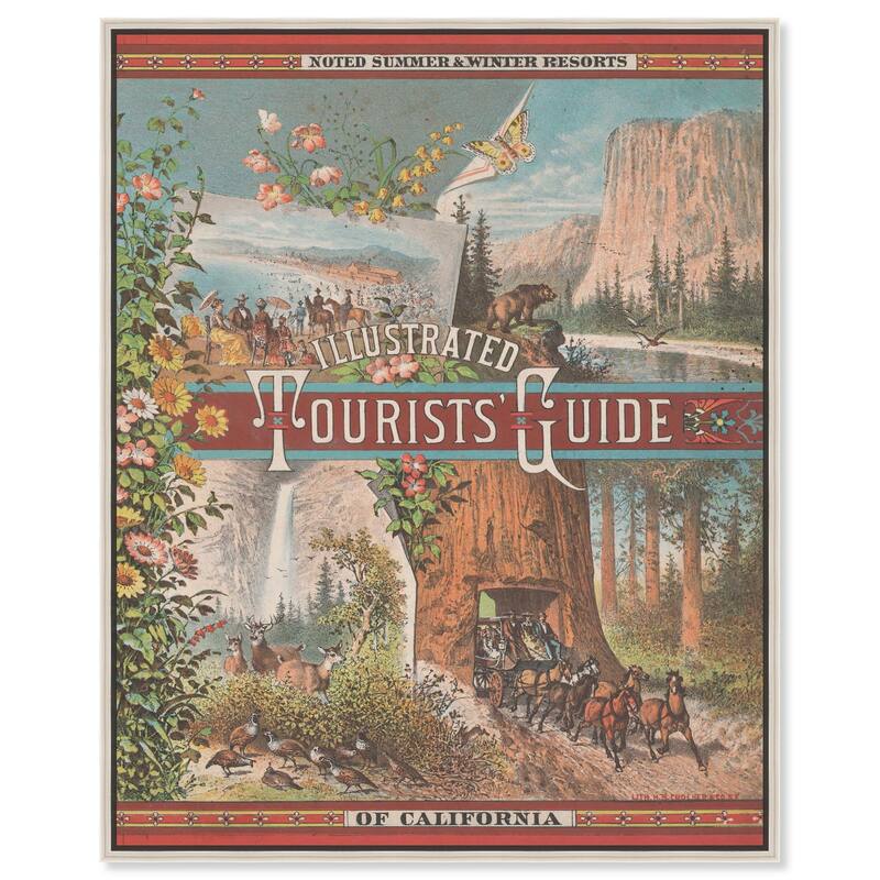 Tourists' Guide to California Canvas by Art Remedy - Silver - 36" x 45"