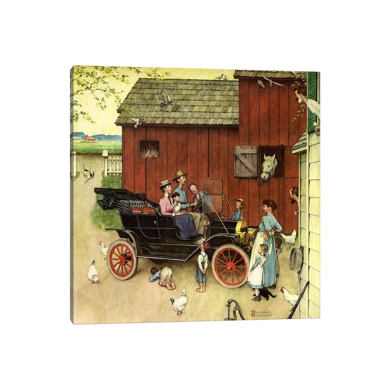 iCanvas "The Farmer Takes a Ride" by Norman Rockwell Canvas Print