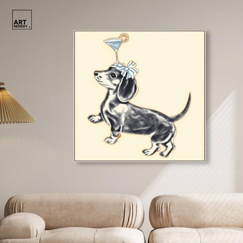 Martini Pup I Canvas by Art Remedy