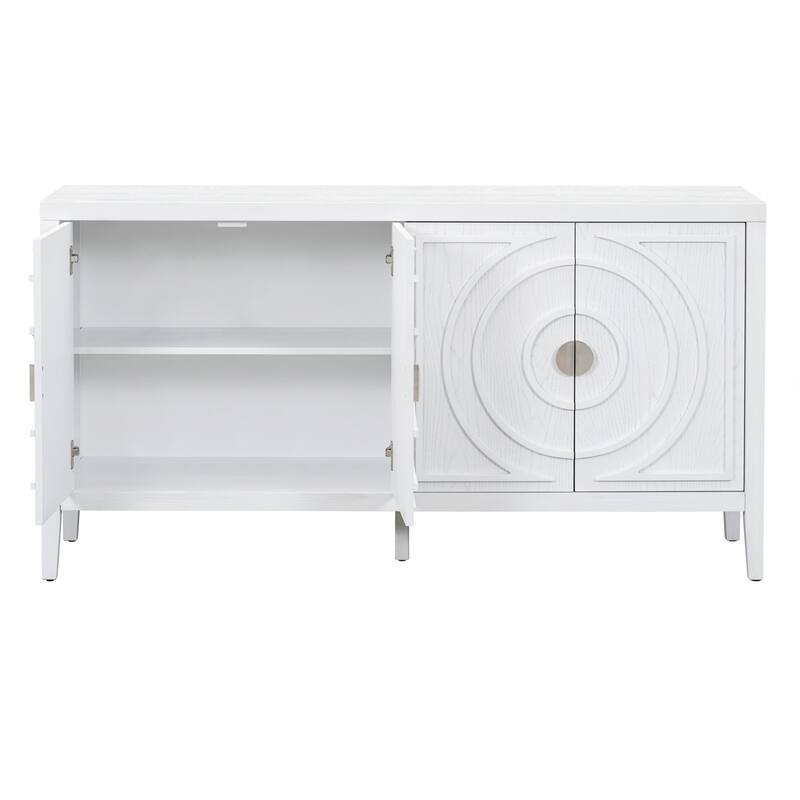 Retro Sideboard door with Circular Groove Design Round Metal Door Handle for Entrance, Dinning Room, Living Room