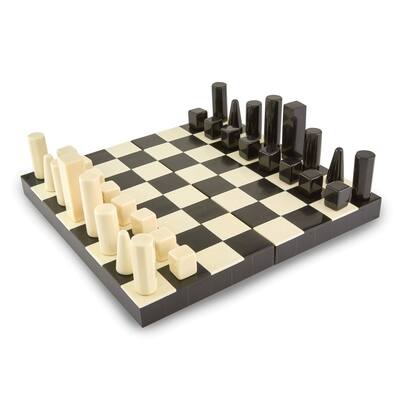 Curata Horn and Bone Chess Set with Geometric Chessmen
