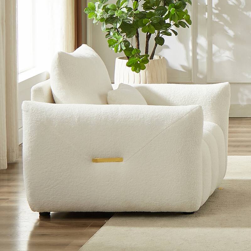 MH39.7''Teddy Fabric Sofa, Modern Lounge Chair, Upholstered with One Pillow for Apartmen