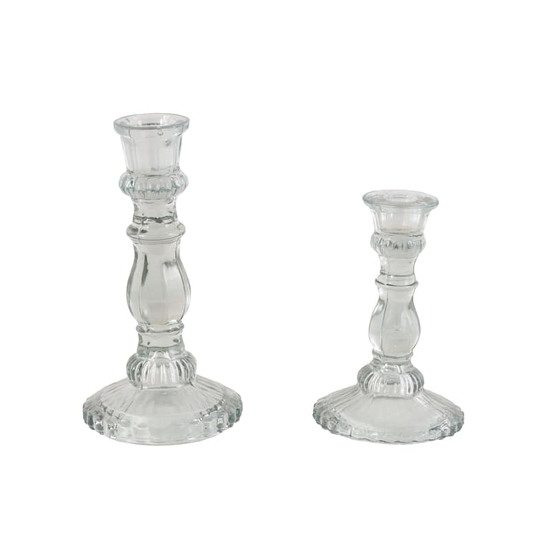 Glass Decorative Candle Holder - Set of 3 Clear - Roche River Decor