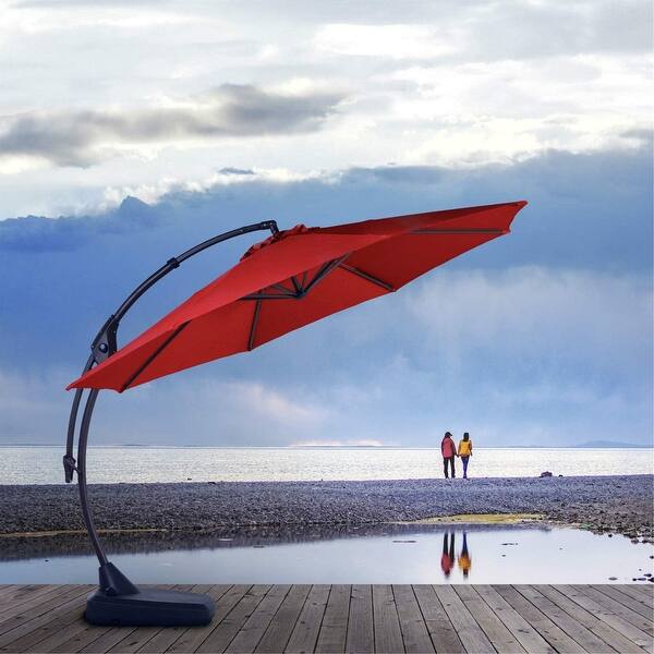 grand patio deluxe 11.5 ft curvy aluminum offset umbrella 11 Cantilever with Base Outdoor Large Round Hanging Umbrella for Garden Backyard (Black & White, 11 FT) : Patio, Lawn & Garden Quality Canopy Grand patio Deluxe Napoli 11