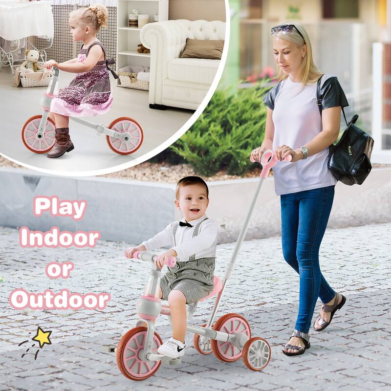 Costway 4 in 1 Kids Tricycles with Push Handle & Training Wheels Baby - See Details