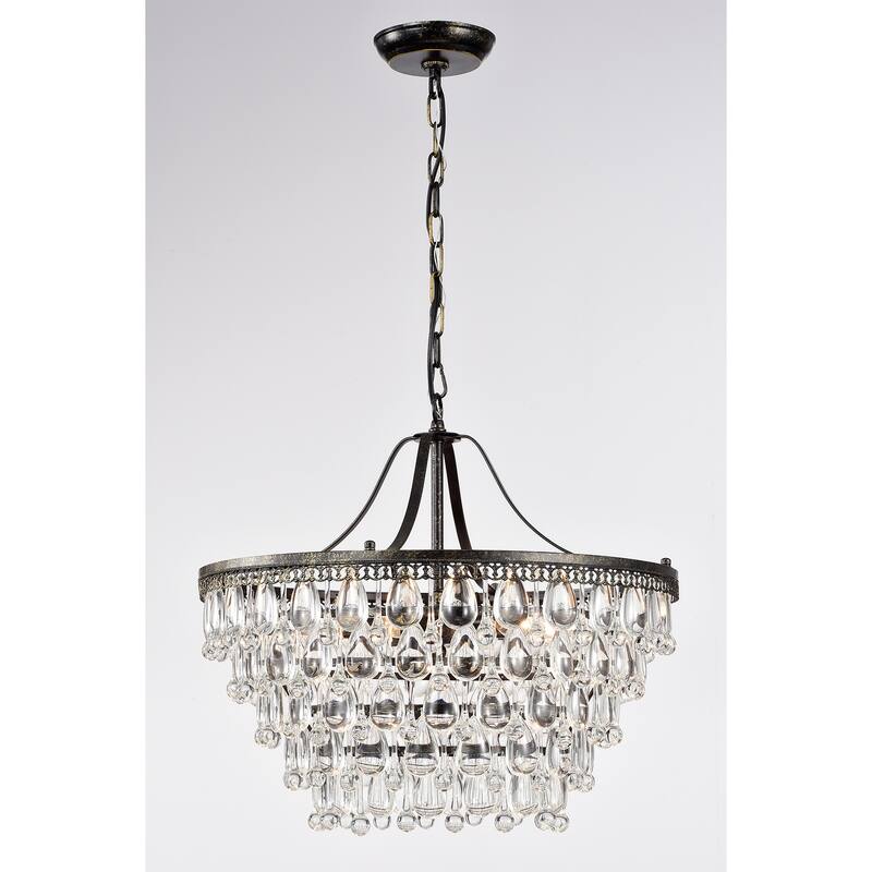 Antique Bronze 6-Light Glam Crystal Chandelier - Antique Bronze