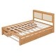 preview thumbnail 30 of 58, Versatile Pull-Out Bed,Full Size Elegant Bed Frame with Rattan Headboard and Sockets