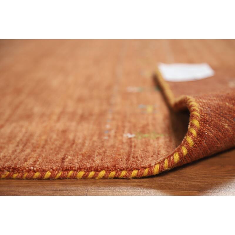 Hand Knotted Oriental 100% Wool Carpet Tribal Animal Pictorial Oranges & Rust Gabbeh Area Rug - 7' 6'' X 5' 1''