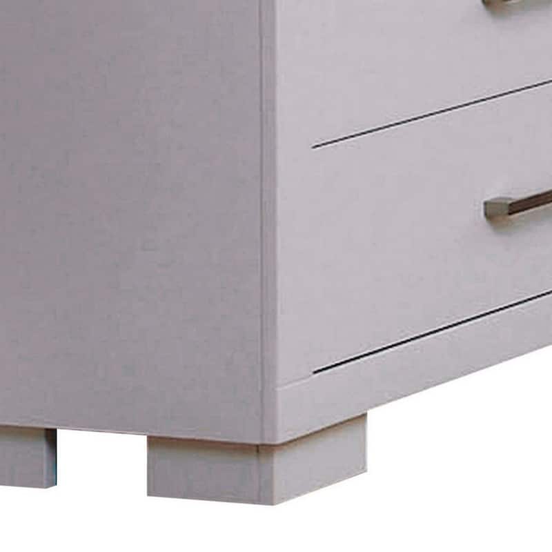 Bela 64 Inch Wide 6 Drawer Dresser, Felt Lined, Silver Handles, Crisp White
