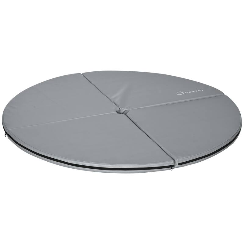 Soozier 2" T x 5' W Round Folding Portable Pole Dance Crash Mat - Light Gray