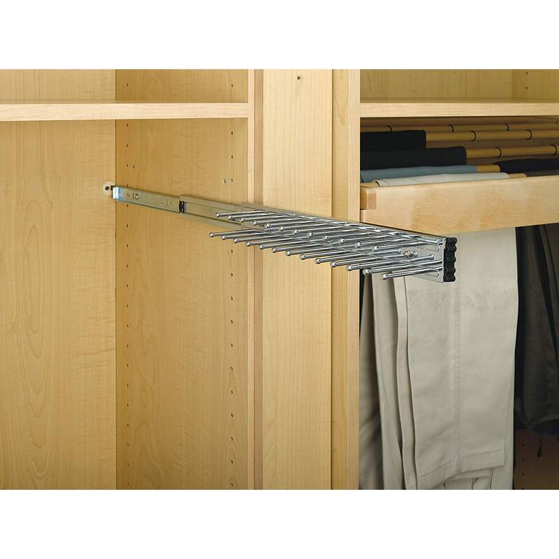 Rev-A-Shelf TRC-12CR 12-Inch Side Mount Extending Tie Rack, Chrome (2 Pack) - 1.8
