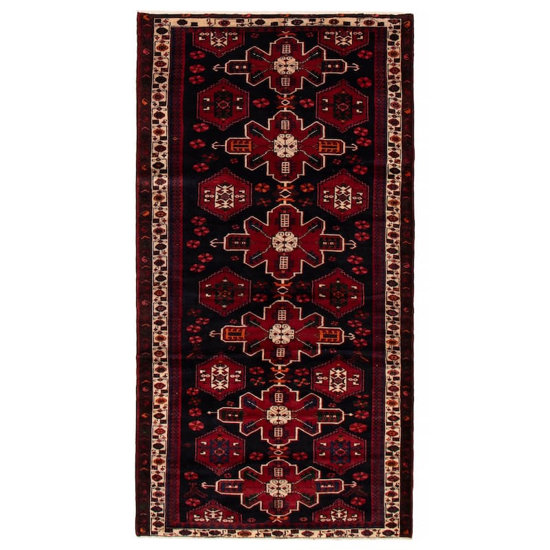 ECARPETGALLERY Hand-knotted Konya Anatolian Navy, Red Wool Rug - 4'11 x 9'6 - Dark Navy/ Red - 4'11 x 9'6