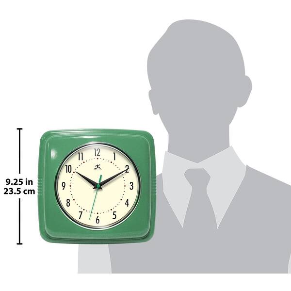 dimension image slide 1 of 10, Infinity Instruments Retro 9.25-inch Square Wall Clock - 9.25 x 1.875 x 9.5