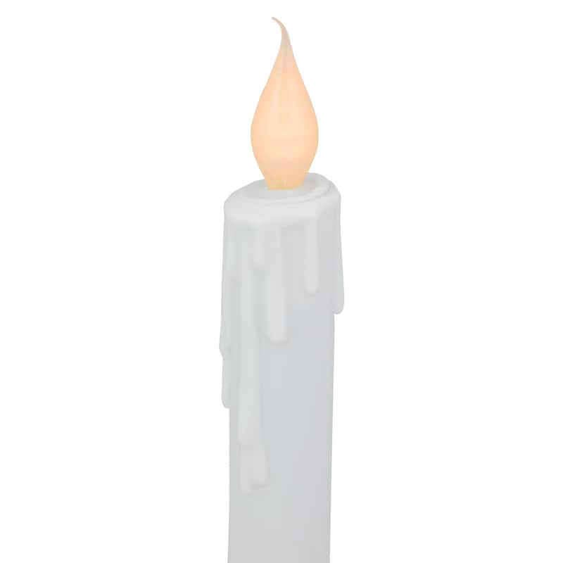 8" Pre-Lit LED White Lighted Christmas Candle Lamp with Oval Handle Base