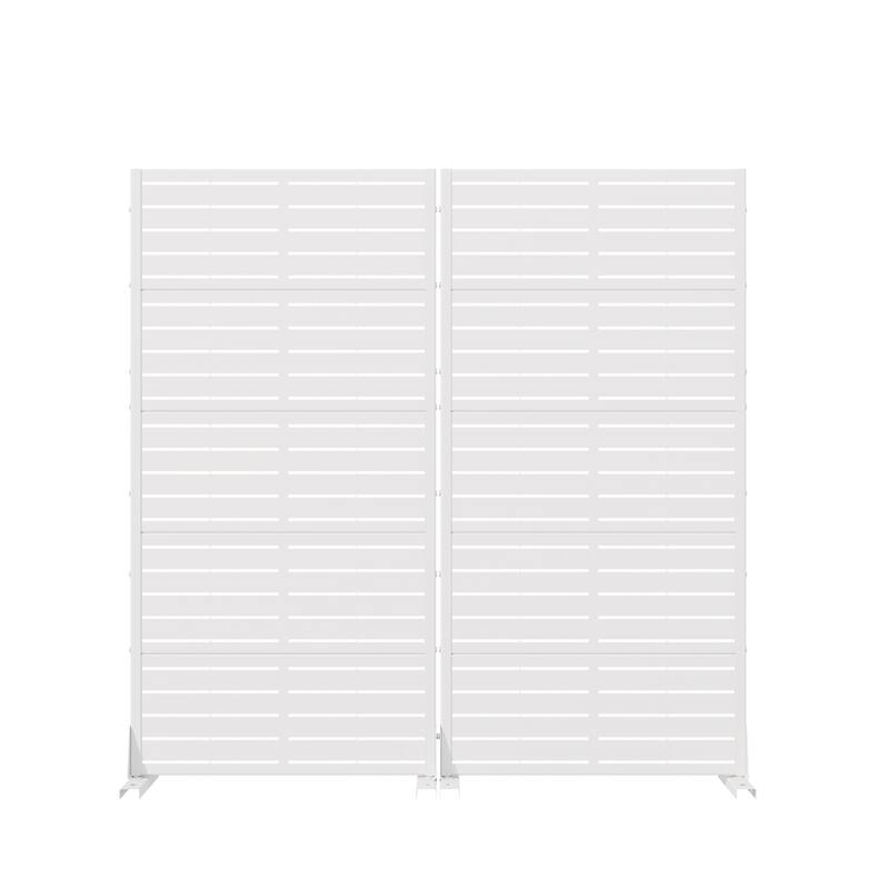 Outdoor Privacy Screen with Stand for Patio Garden Metal Fence Set of 2