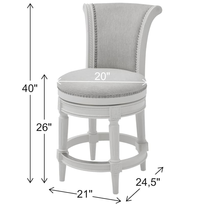 NewRidge Home Goods Chapman Counter Height 26in. Swivel Barstool, Farmhouse White