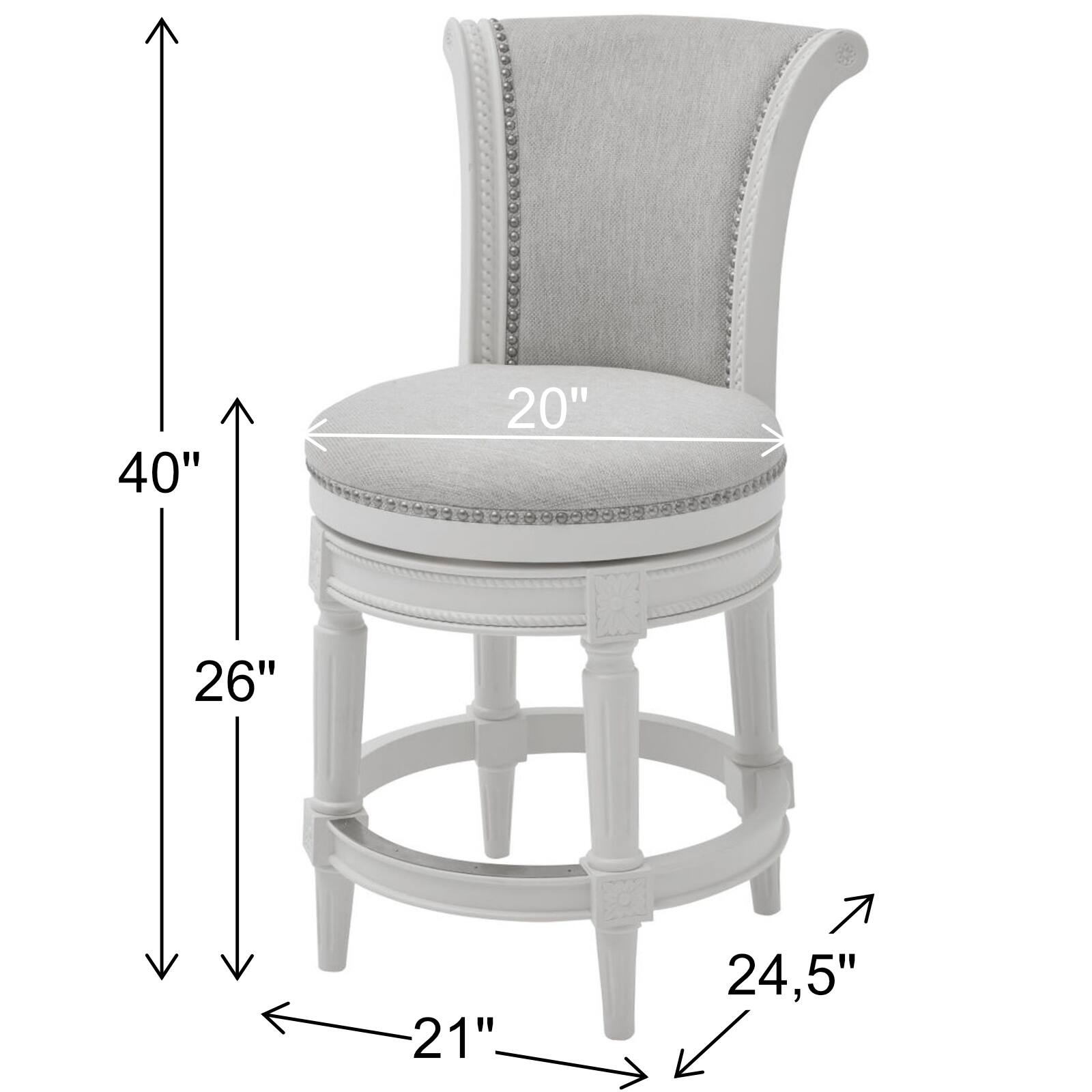 NewRidge Home Goods Chapman Counter Height 26in. Swivel Barstool, Farmhouse White On Sale