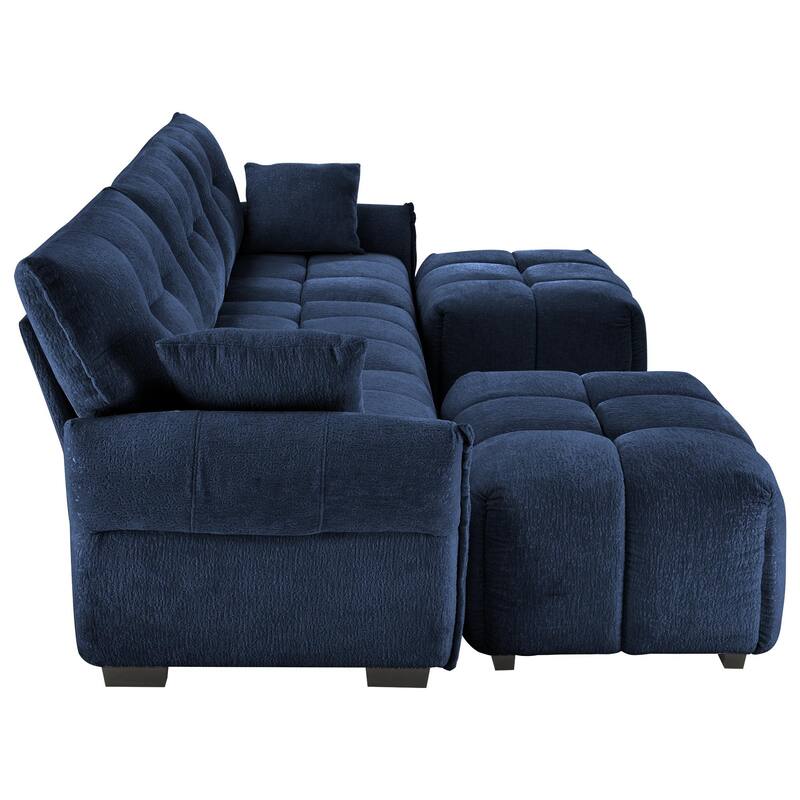 3-Seater U-Shaped Modular Sofa with 2 Ottomans & Pillows