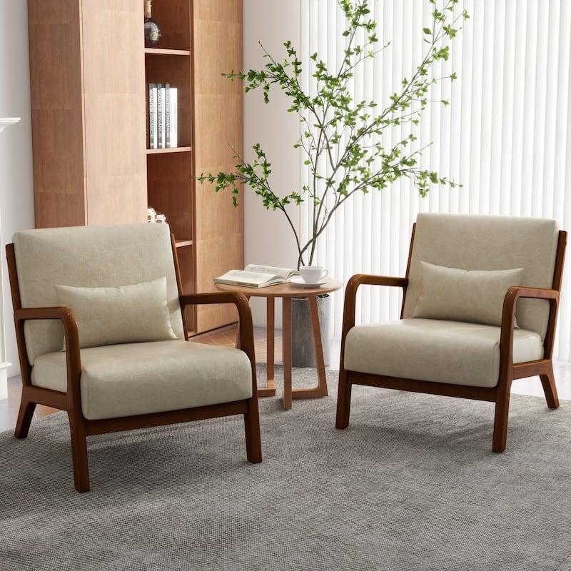 Upholstered Armchair Accent Chairs with Pillows Set of 2