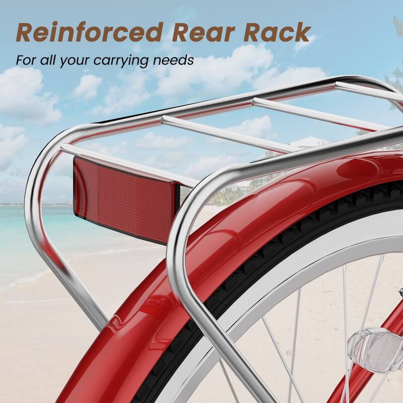 Beach Cruiser Bike for Women and Men, 24/26 Inch 7-Speed Adult Bicycle