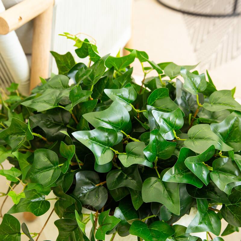 24-in UV Resistant Artificial Puff Ivy Hanging Plant - Set of 3